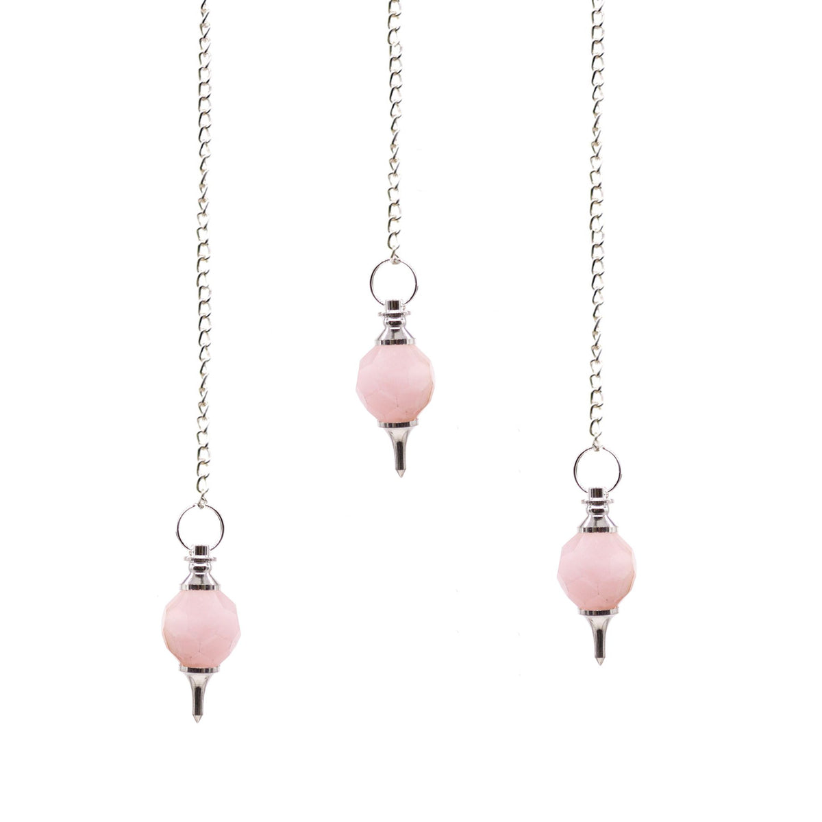 Péndulo de piedra preciosa facetada de cuarzo rosa