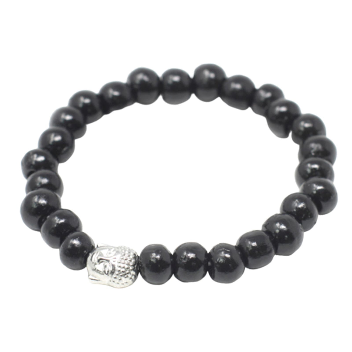 Cuentas de madera oscura y brazalete Buddah