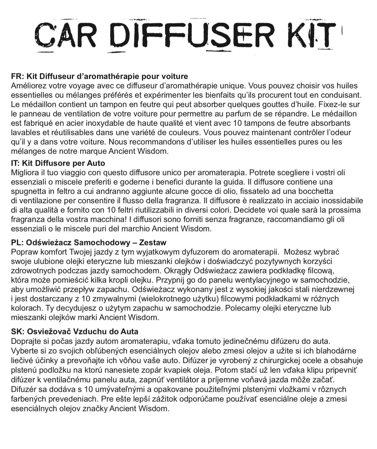 Kit difusor para coche - Ángel - 30mm