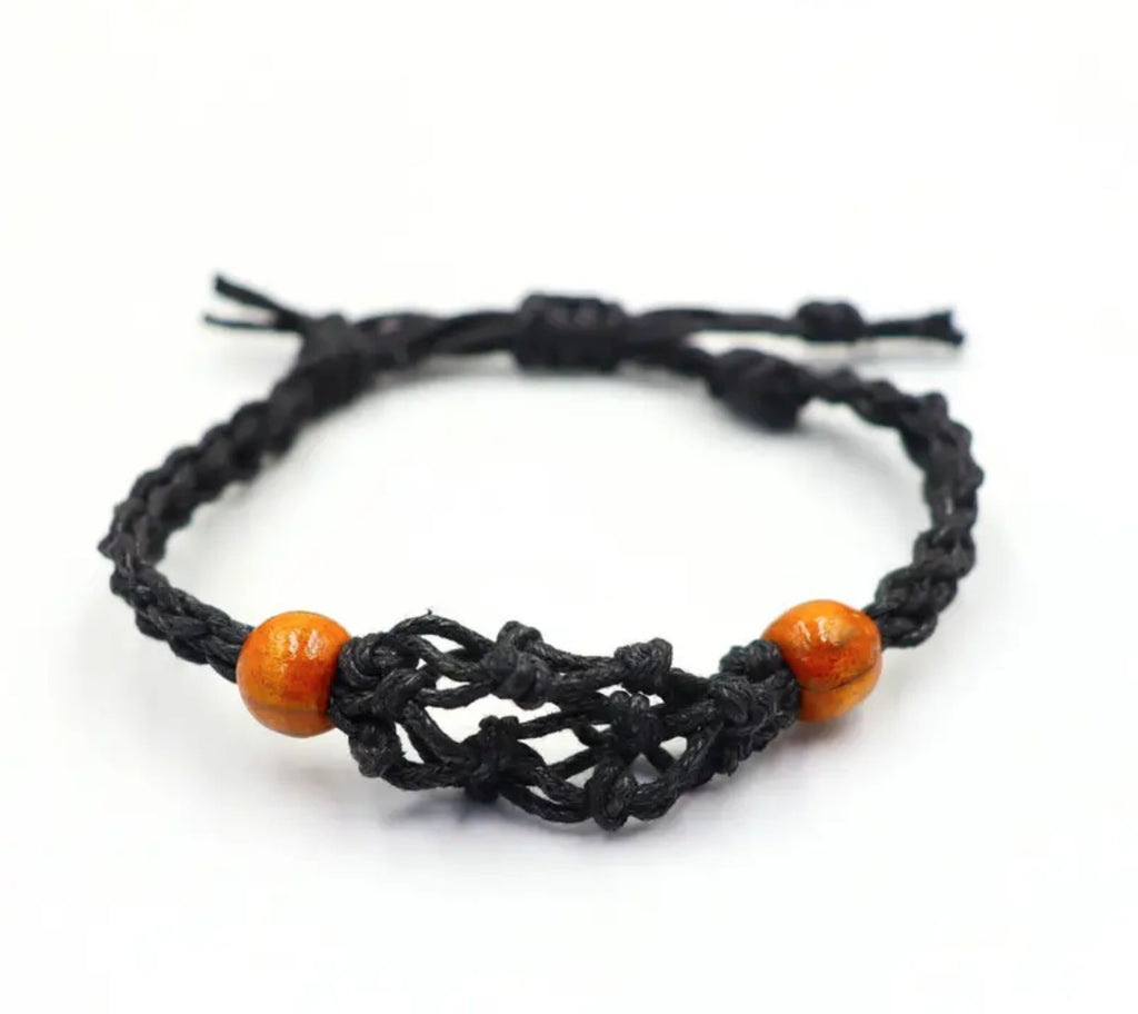 Pulsera de Macrame para Piedras Preciosas 20-28cm - Negro