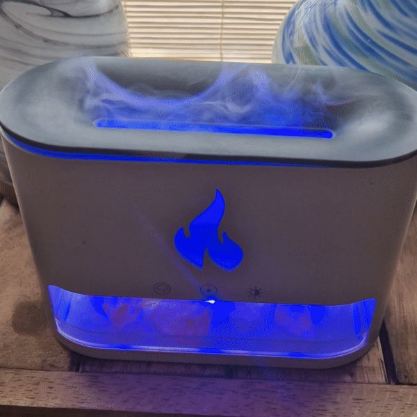 Difusor de Aroma Blaze - Cámara de Sal del Himalaya - USB-C - Efecto Llama (Sal incluida)