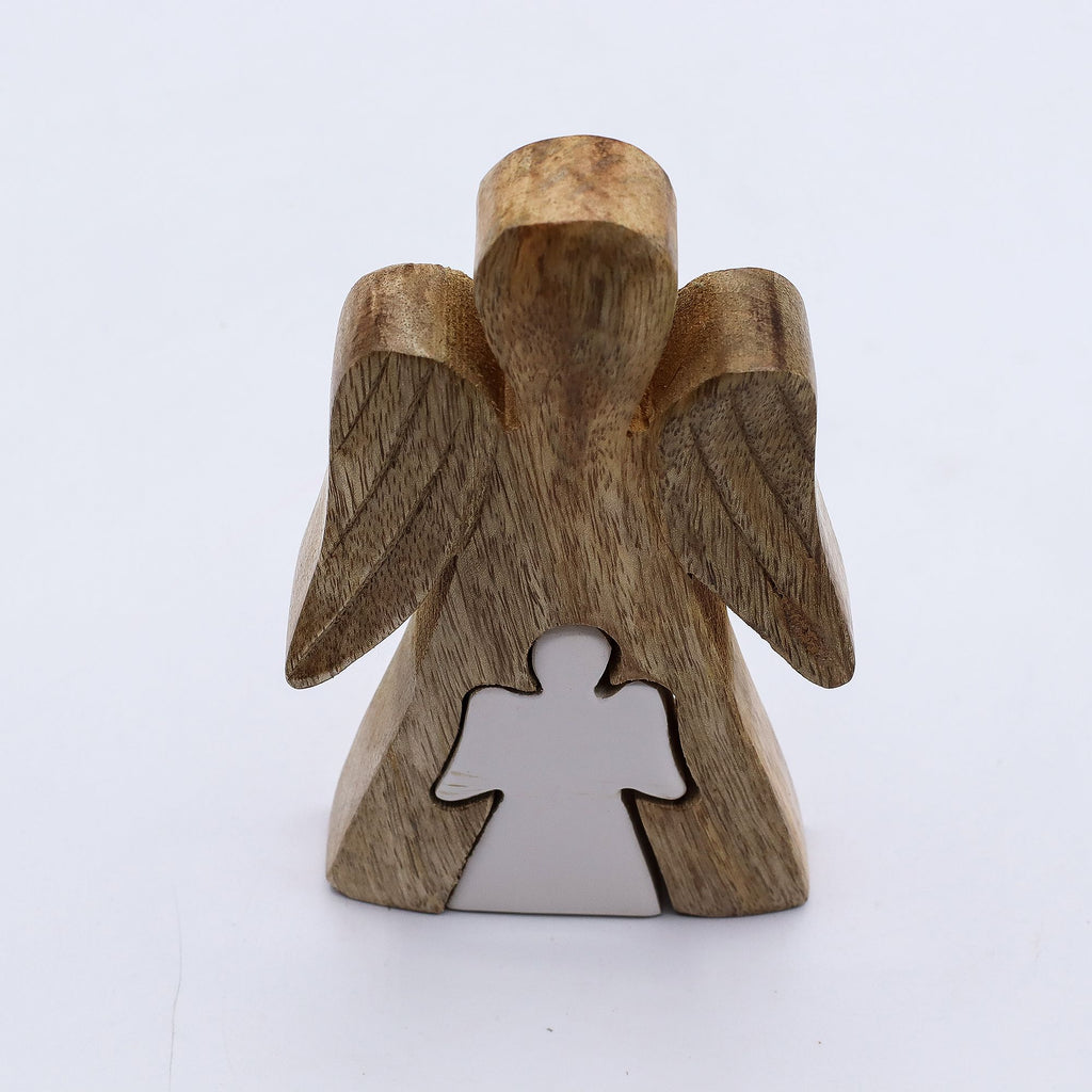 Ángel de madera de mango en Ángel - Esmalte blanco