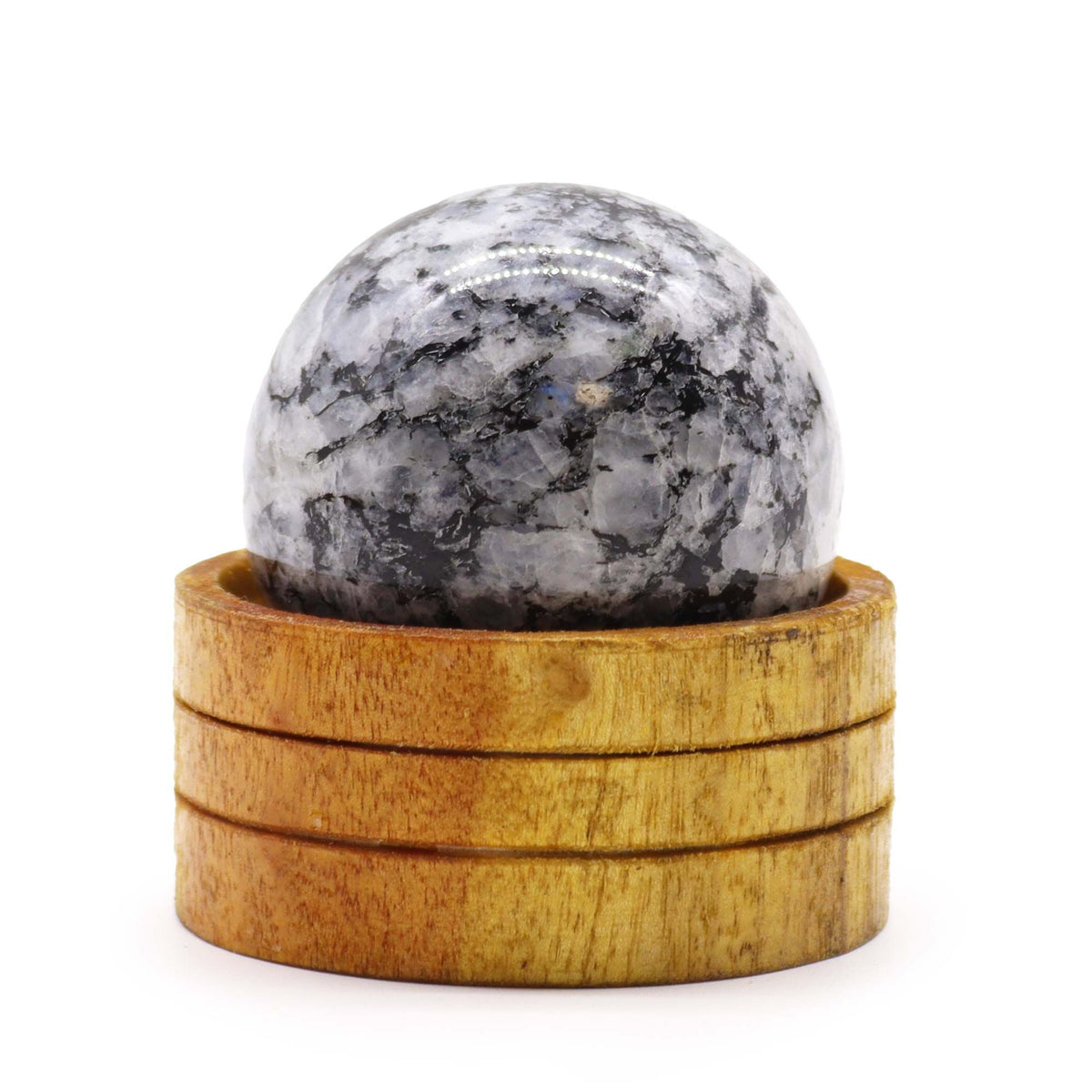 Esfera de cristal de 50 mm - Piedra lunar india con soporte