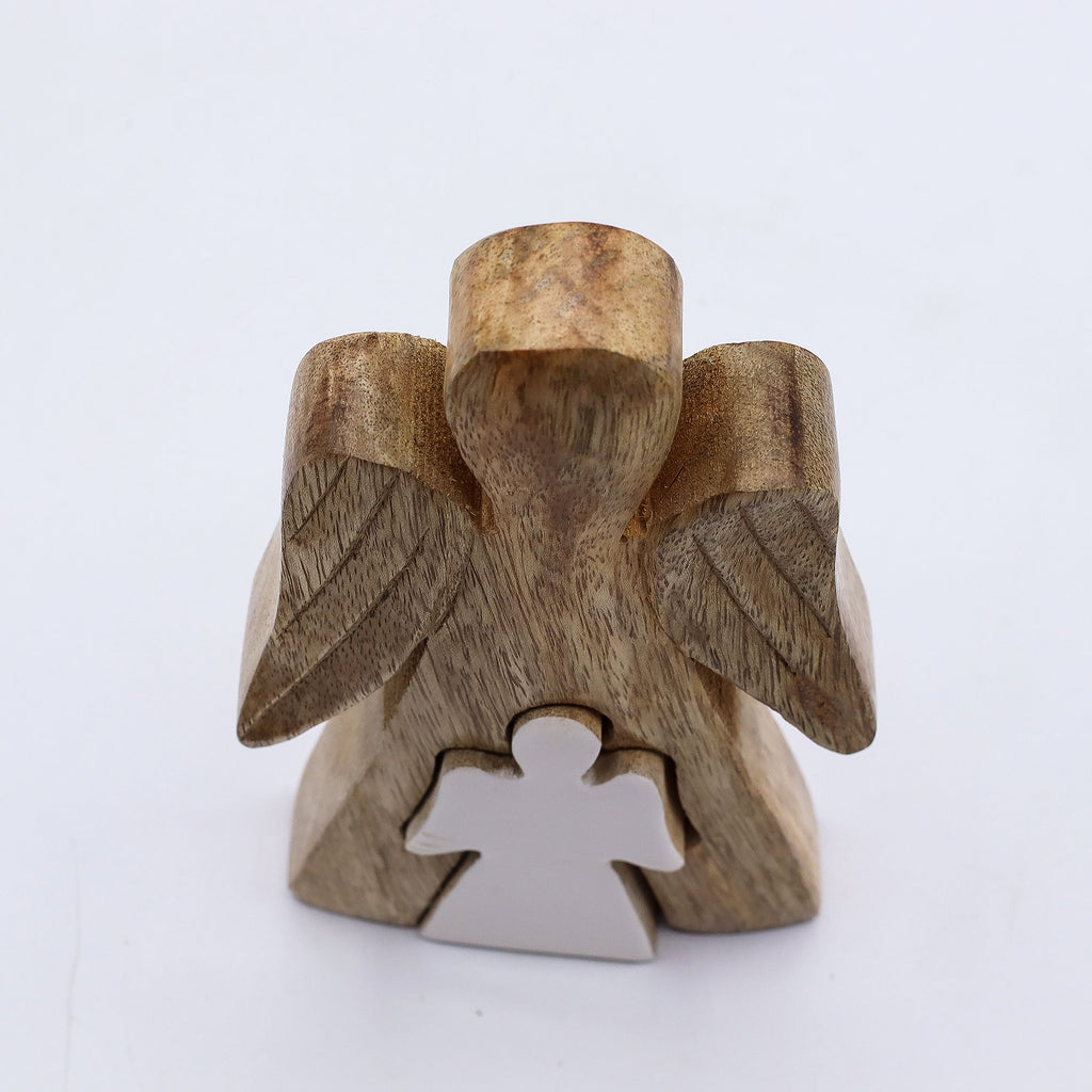 Ángel de madera de mango en Ángel - Esmalte blanco