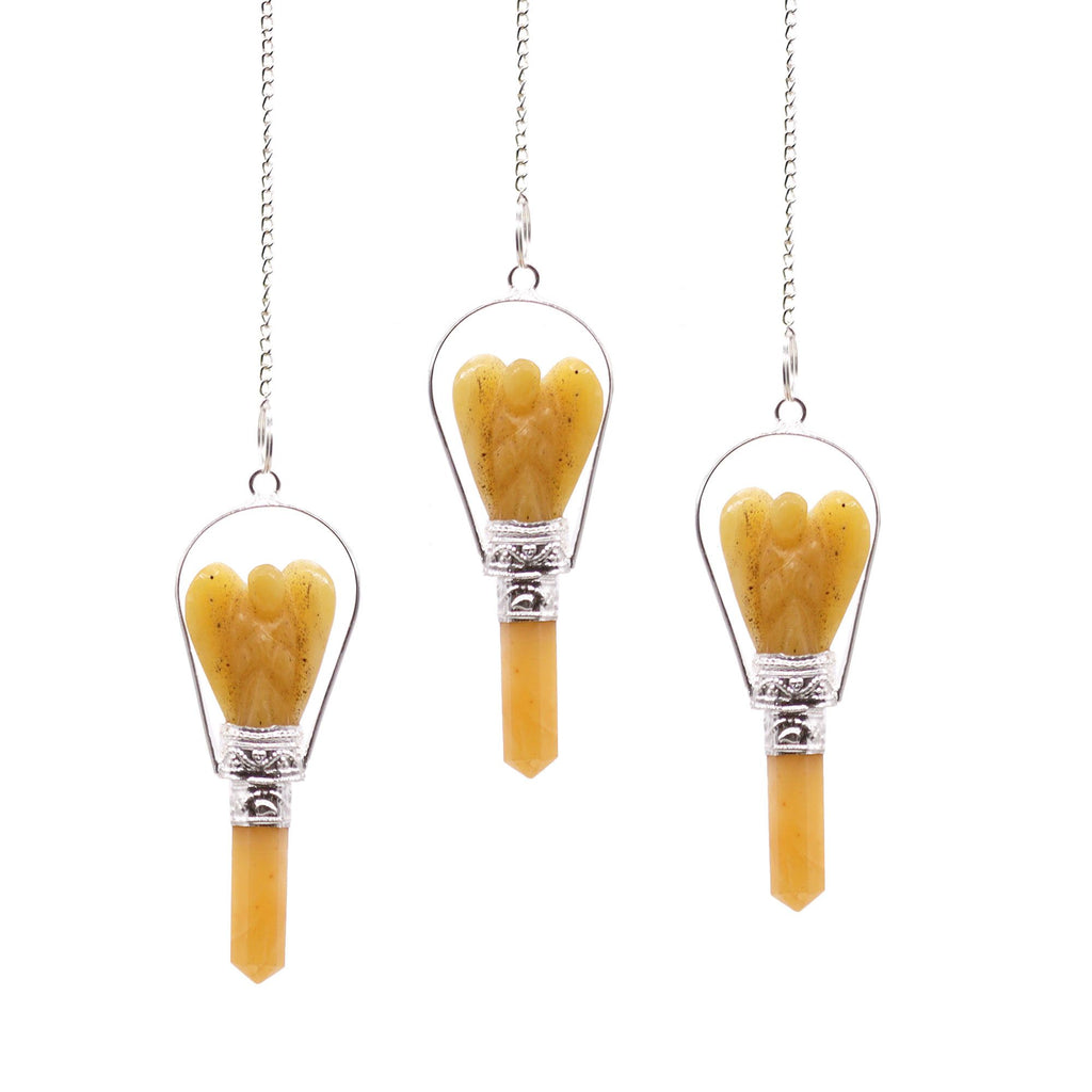 Péndulo de ángel con anillo de cuarzo amarillo