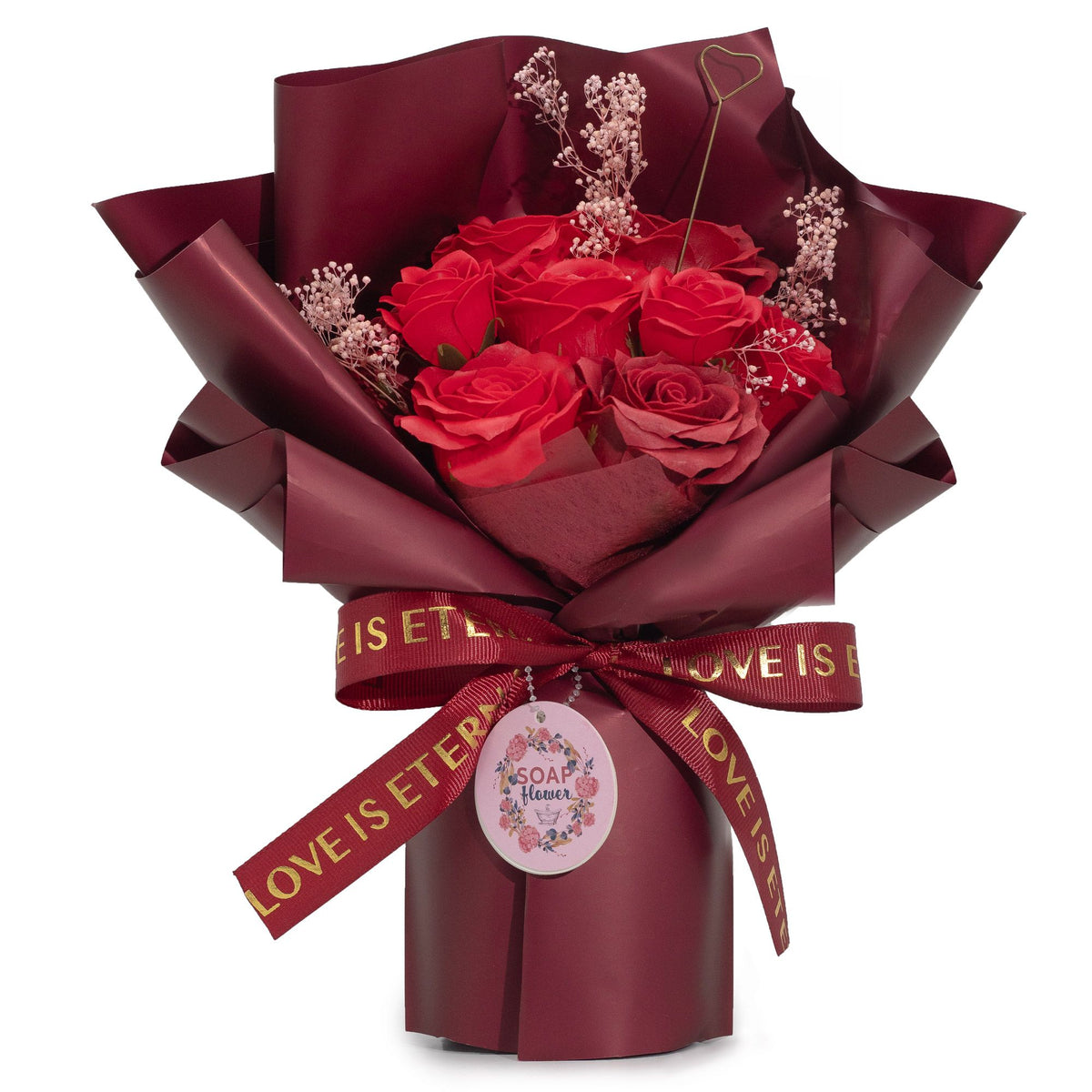 Ramo de rosas rojas de jabón con tarjeta regalo