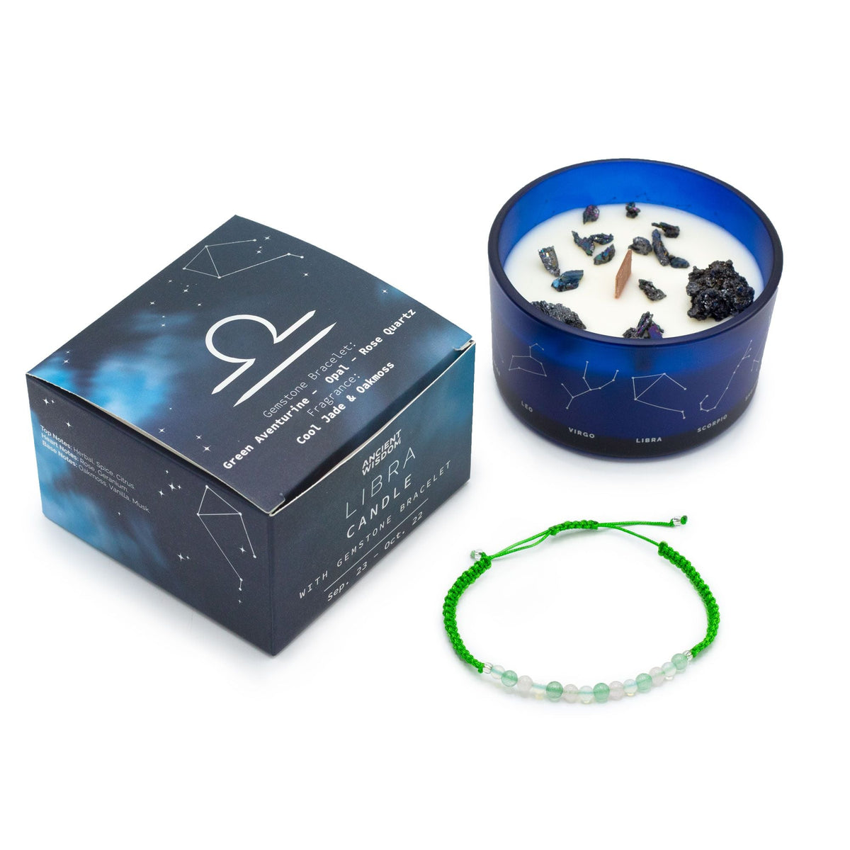 Pack Vuelve a ti — Libra: vela zodiacal con pulsera
