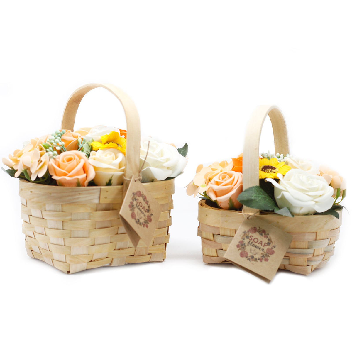 Ramo grande de flores de jabón en cesta — Naranja