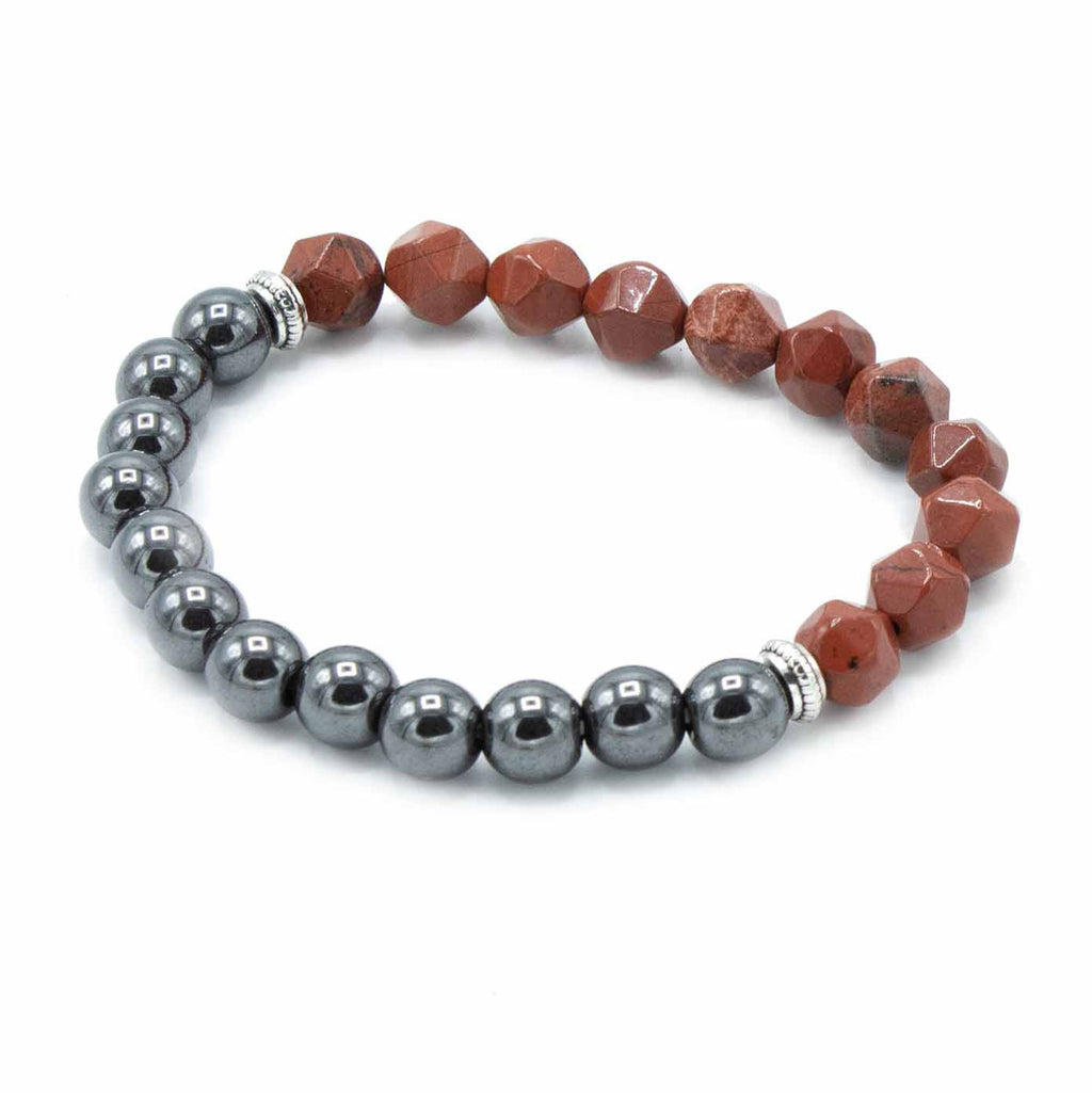Pulsera de Piedra Preciosa Tallada - Jaspe Rojo Magnético