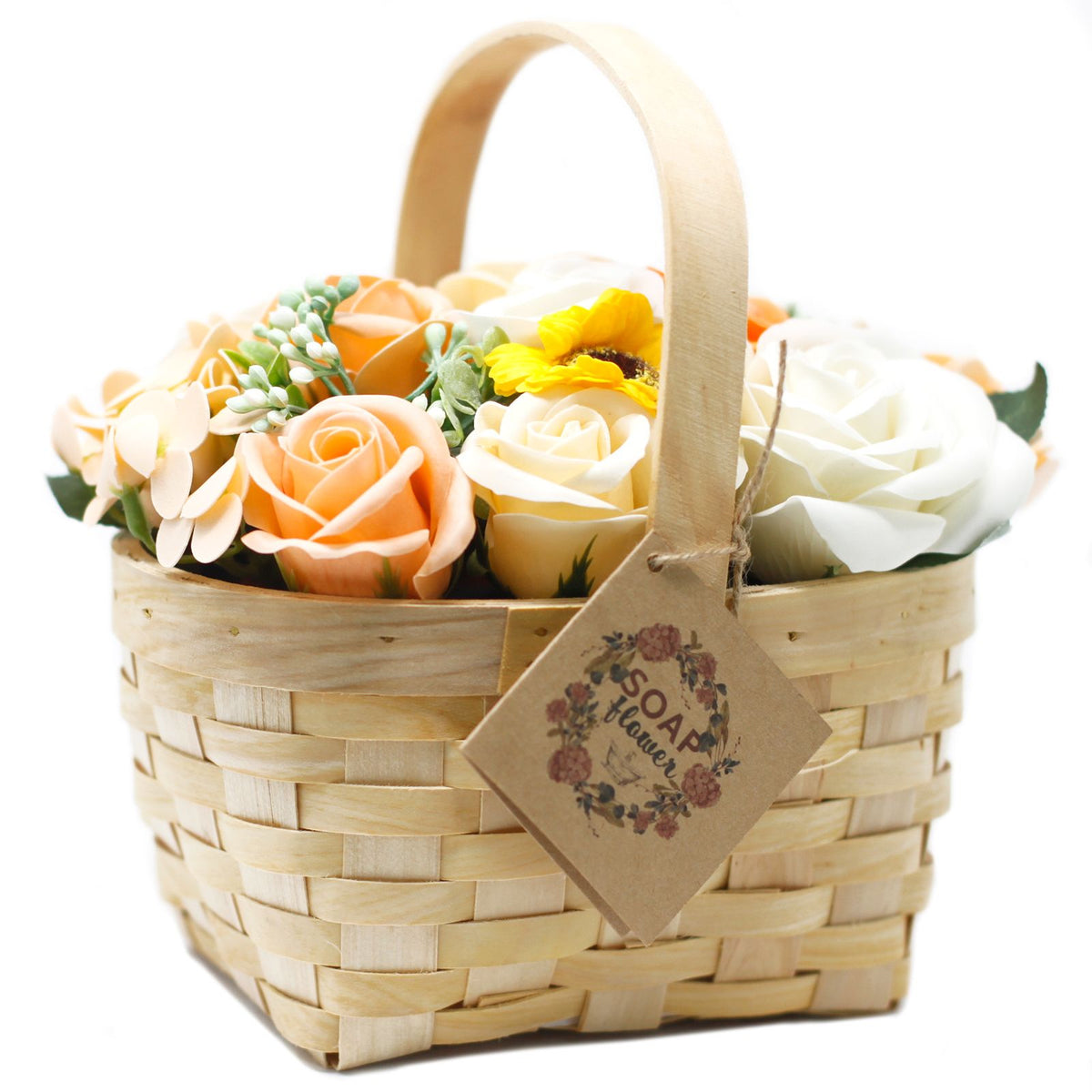Ramo grande de flores de jabón en cesta — Naranja