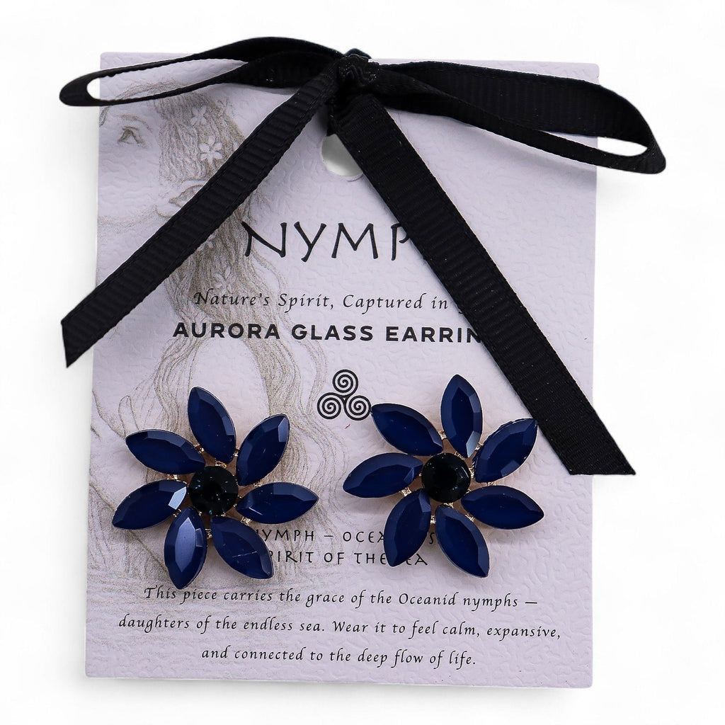Pendientes de Cristal Vintage - Flores - Azul