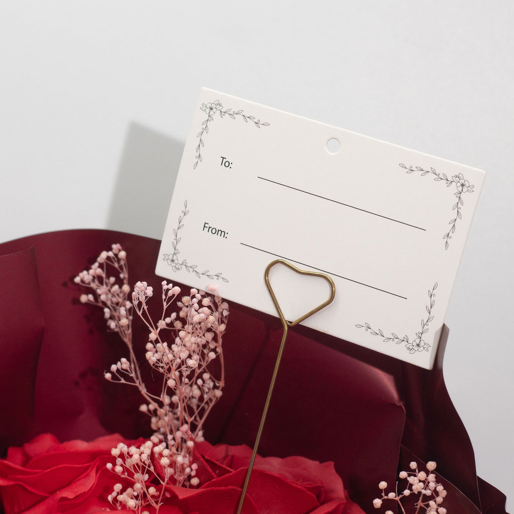 Ramo de rosas rojas de jabón con tarjeta regalo