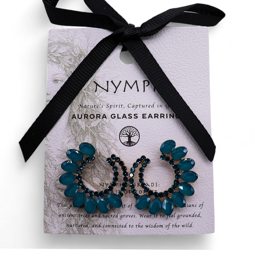 Pendientes de Cristal Vintage - Aro - Verde Turquesa