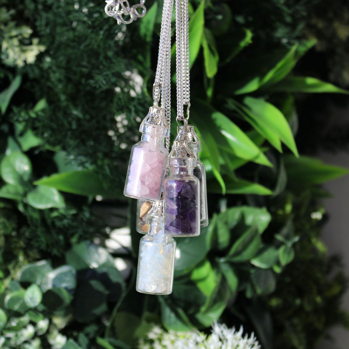 Collar de Piedras Preciosas Embotelladas - Cuarzo Rosa