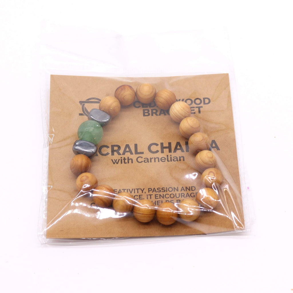 Pulsera de Cedro - Chakra Sacro - Aventurina Verde