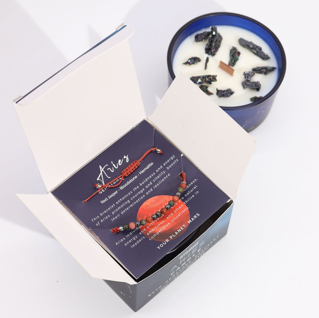 Pack Vuelve a ti — Aries: vela zodiacal con pulsera