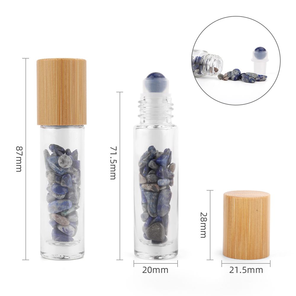 Botella de rodillo de aceite esencial de piedras preciosas - Sodalita - Tapa de madera