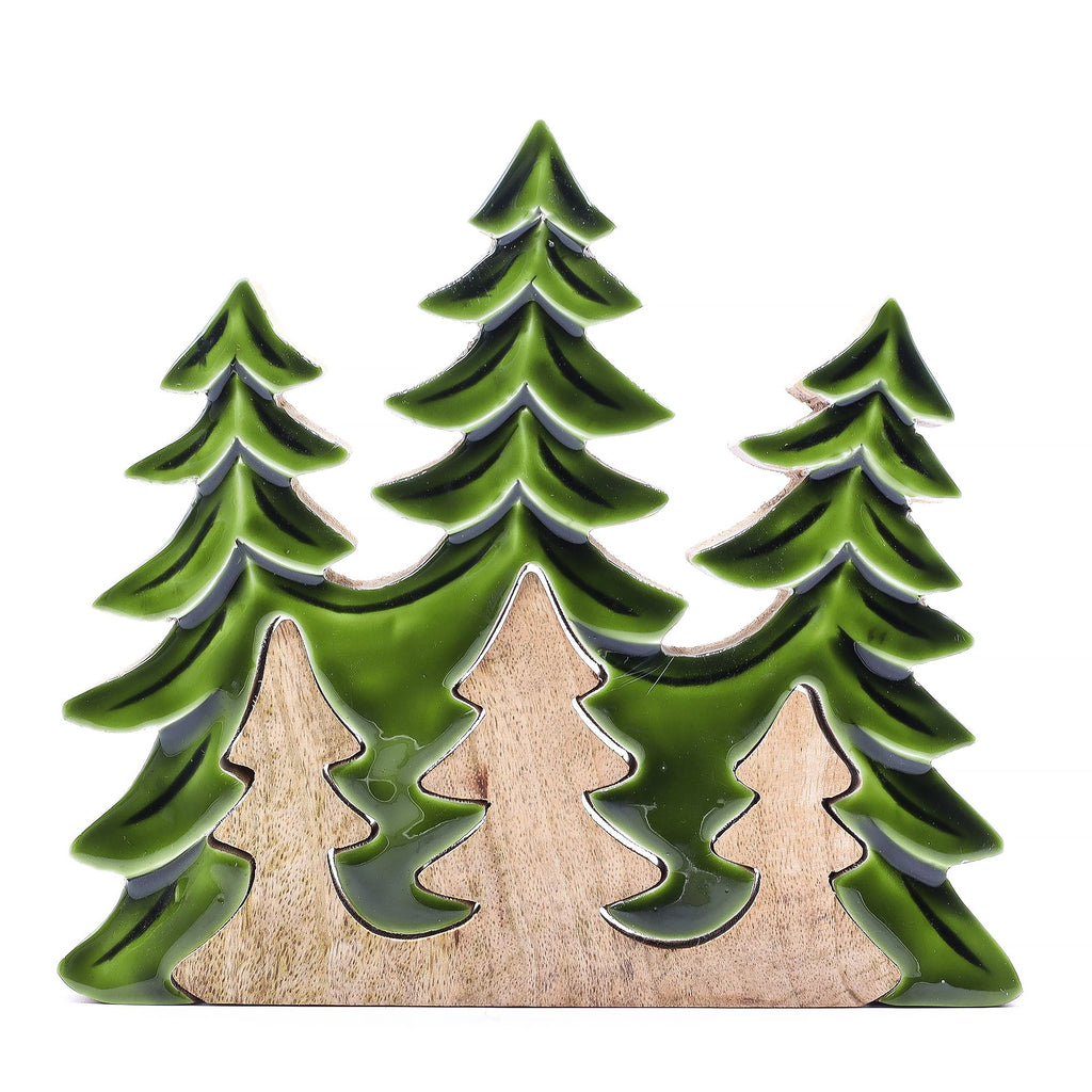 Perdido en el bosque - Decoración de madera 3D de tres árboles - 20x23 cm
