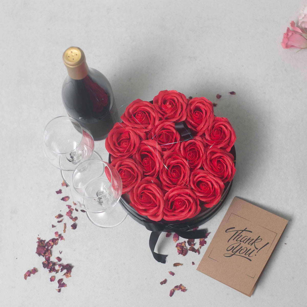 Caja de Regalo - Flor de Jabón  14 Rosas rojo - ronda
