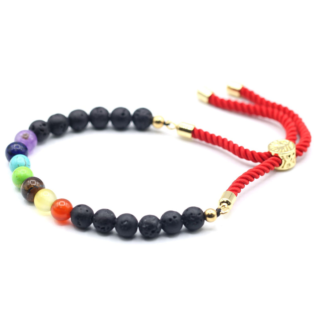 Pulsera de hilo rojo con Piedras Vólcanicas