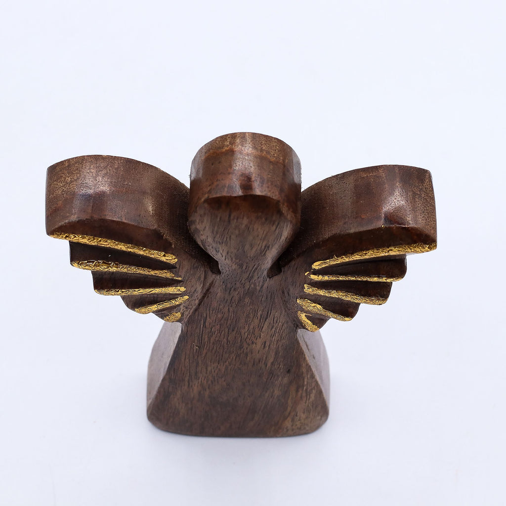 Ángel de madera de mango mediano - decoración dorada