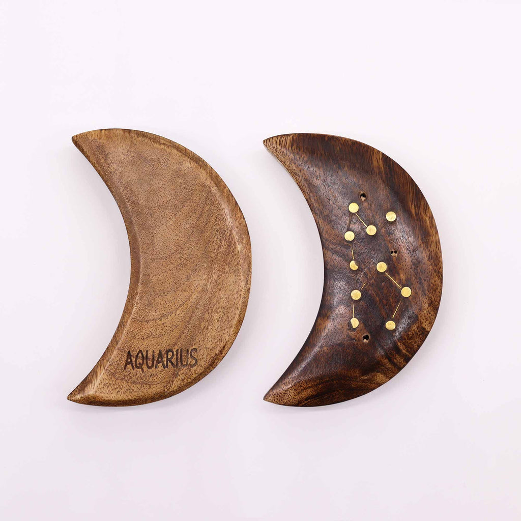 Quemador de incienso con signos del zodíaco de latón grabado - Luna