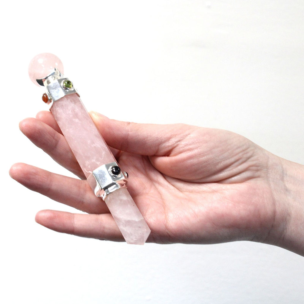Varita Curativa de Cristal Hexgonal - 12 cm - Cuarzo de Roca