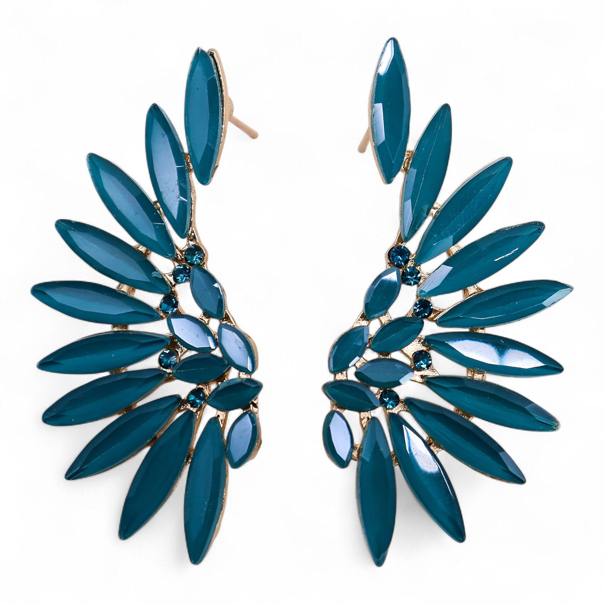 Pendientes de Cristal Vintage - Alas de ángel - Verde Turquesa