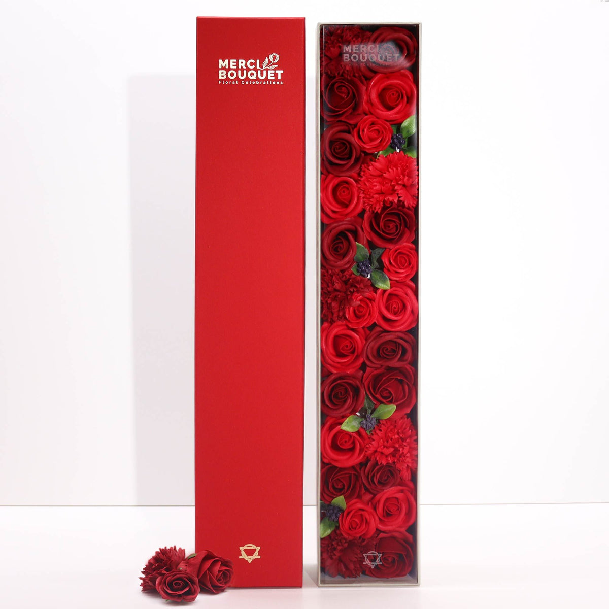 Caja extralarga de flores de jabón — Rosas rojas