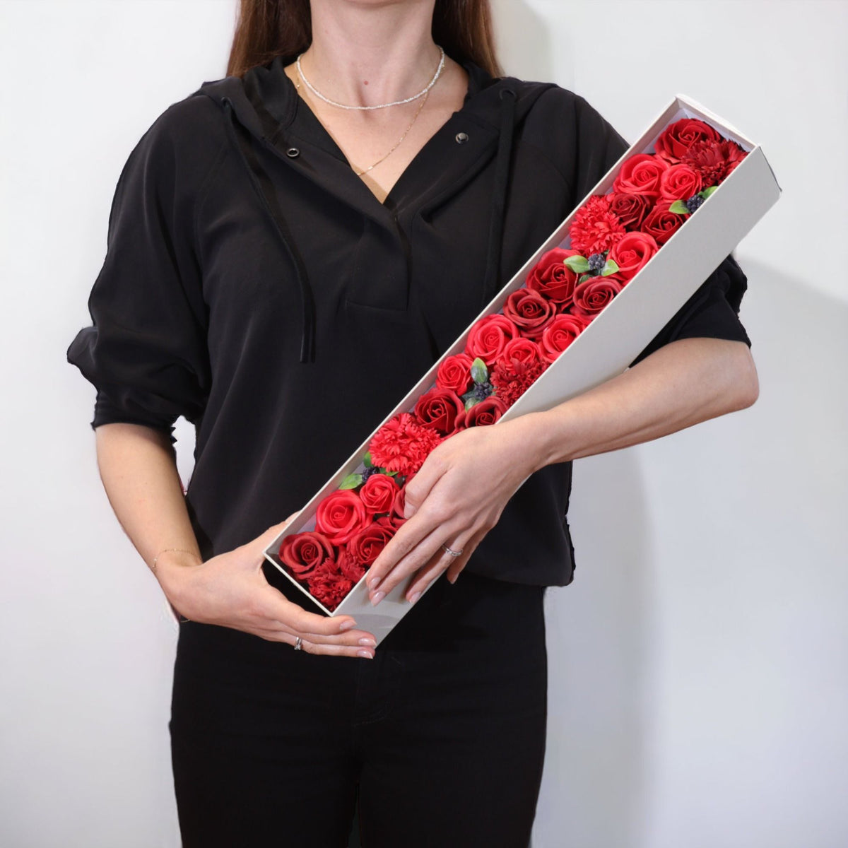 Caja extralarga de flores de jabón — Rosas rojas