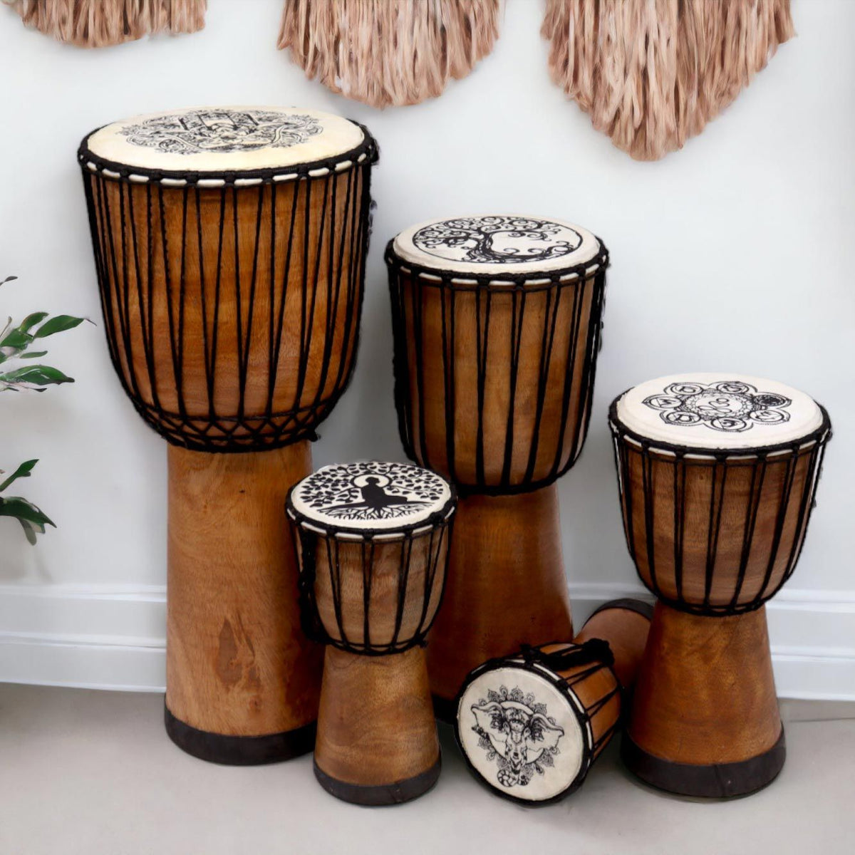 Tambor Djembe hecho a mano con tapa ancha - 15 cm