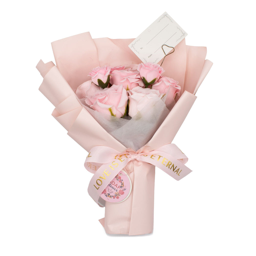 Ramo de rosas rosas de jabón con tarjeta regalo