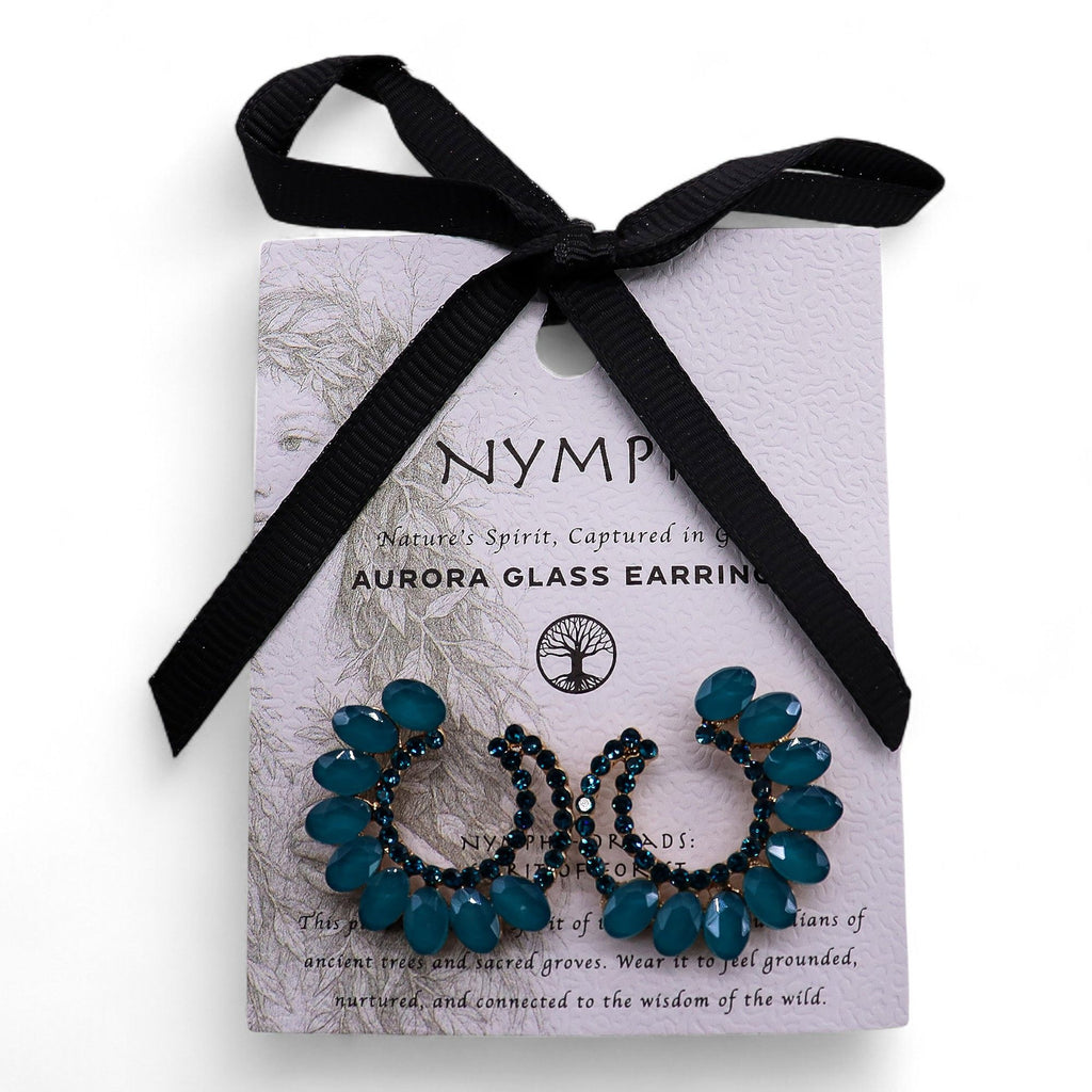 Pendientes de Cristal Vintage - Aro - Verde Turquesa